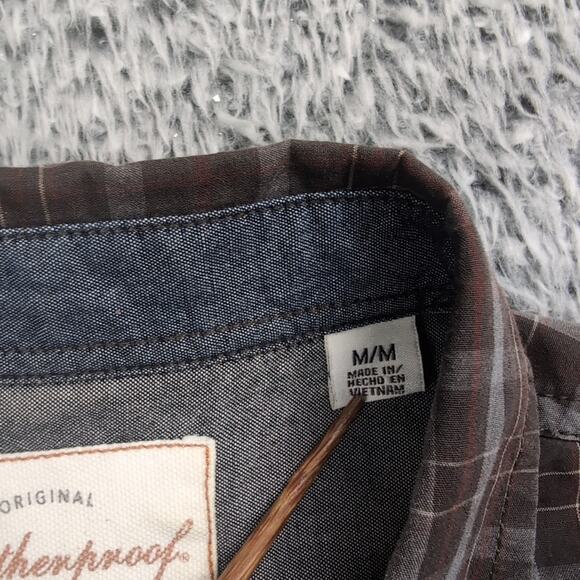 Weatherproof Vintage Shirt Men Medium Brown Casual Plaid Button Down Preppy - Picture 2 of 6